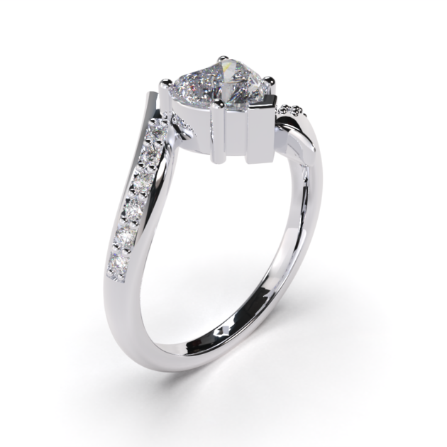 Anillo de compromiso en plata 925 CURVED HEART