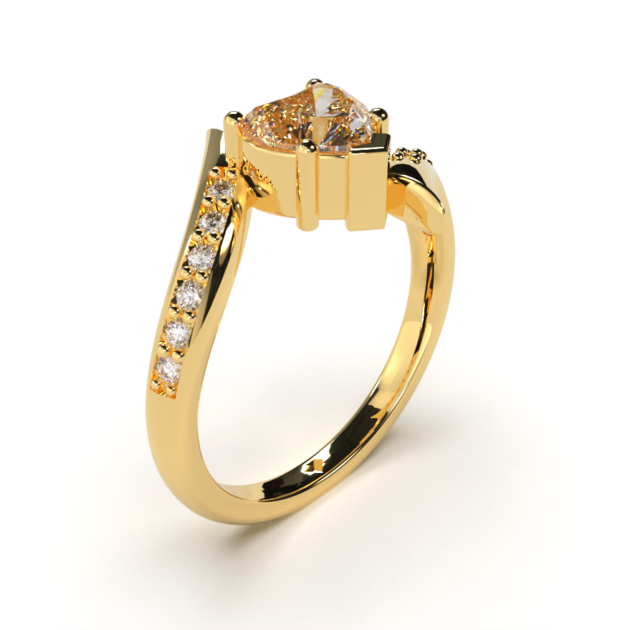 Anillo de compromiso en oro 18k "CURVED HEART"