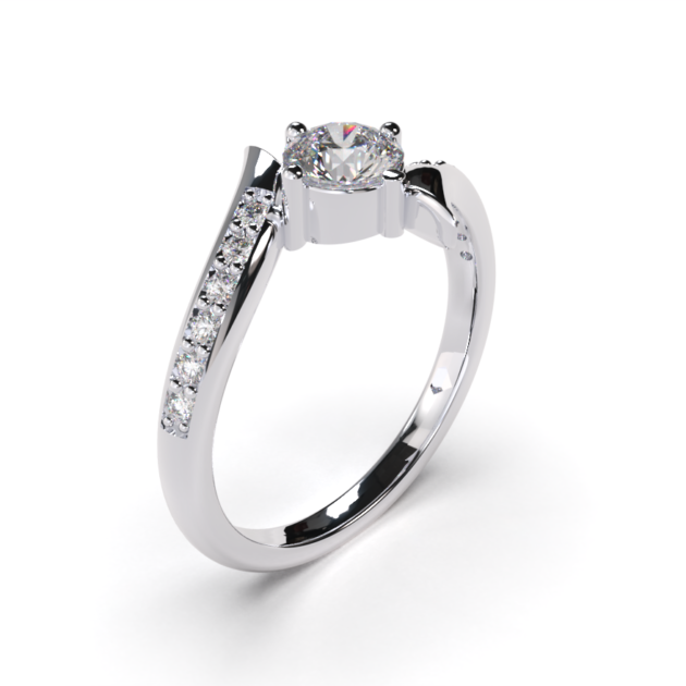 Anillo de compromiso en plata 925 CURVED ROUND