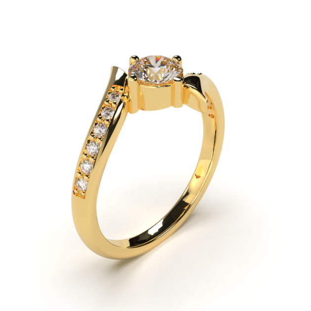 Anillo de compromiso en oro 18k "CURVED ROUND"